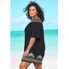Swimsuits for All Swim 365 Women’s Plus Size Off-The-Shoulder Cover Up(White Multi)