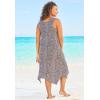 Swimsuits for All Swim 365 Women’s Plus Size Sharktail Beach Cover Up(Multi Textured Palms)