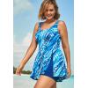 Swimsuits for All Swim 365 Women’s Plus Size Side-Slit Swim Dress(Cobalt Tie Dye)