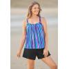 Swimsuits for All Swim 365 Women’s Plus Size Tank Overlay Swim Romper(Multi Watercolor Stripe)