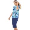Swimsuits for All Swim 365 Women’s Plus Size The Swim Tee(Blue Painterly Leaves)