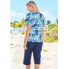Swimsuits for All Swim 365 Women’s Plus Size The Swim Tee(Blue Stripe Palm)