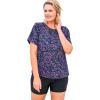 Swimsuits for All Swim 365 Women’s Plus Size The Swim Tee(Blue Stripe Palm)