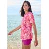 Swimsuits for All Swim 365 Women’s Plus Size The Swim Tee(Cherry Animal Abstract)
