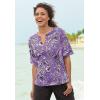Swimsuits for All Swim 365 Women’s Plus Size Three-Quarter Sleeve Swim Tee(Blue Dots)