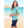 Swimsuits for All Swim 365 Women’s Plus Size Three-Quarter Sleeve Swim Tee(Royal Copacabana)