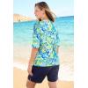 Swimsuits for All Swim 365 Women’s Plus Size Three-Quarter Sleeve Swim Tee(Royal Copacabana)