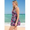 Swimsuits for All Swim 365 Women’s Plus Size Twist-Front Swim Dress(Deep Mauve Tropical)