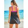 Swimsuits for All Swim 365 Women’s Plus Size Two-Piece Colorblock Swim Dress(Black Dark Sapphire)
