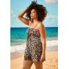 Swimsuits for All Swim 365 Women’s Plus Size Two-Piece Flyaway Swim Dress(Blue Medallion)