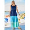 Woman Within Plus Size Colorblock Tiered Dress(Black Colorblock)