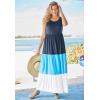 Woman Within Plus Size Colorblock Tiered Dress(Black Colorblock)
