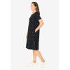 Woman Within Plus Size Perfect Short-Sleeve Crewneck Tee Dress(Black Polka Dot)