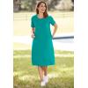 Woman Within Plus Size Perfect Short-Sleeve Crewneck Tee Dress(Peony Petal Tie Dye)