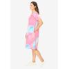 Woman Within Plus Size Perfect Short-Sleeve Crewneck Tee Dress(Peony Petal Tie Dye)
