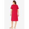 Woman Within Plus Size Perfect Short-Sleeve Crewneck Tee Dress(Vivid Red)
