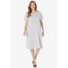 Woman Within Plus Size Perfect Short-Sleeve V-Neck Tee Dress(Peony Petal Tie Dye)