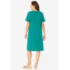 Woman Within Plus Size Perfect Short-Sleeve V-Neck Tee Dress(Waterfall)