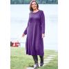 Woman Within Plus Size Petite Thermal Knit A-Line Dress(Medium Heather Grey)