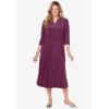 Woman Within Plus Size Pintuck Velour Dress(Black)