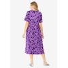 Woman Within Plus Size Short-Sleeve Button-Front Pocket Dress (Petite Available) – 1X, Purple Blossom