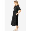 Woman Within Plus Size Short-Sleeve Button-Front Pocket Dress (Petite Available) – 6X, Black Polka Dot