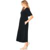 Woman Within Plus Size Short-Sleeve Button-Front Pocket Dress (Petite Available) – 7X, Black