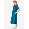 Woman Within Plus Size Short-Sleeve Button-Front Pocket Dress (Petite Available) – 7X, Deep Teal Polka Dot