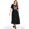 Woman Within Plus Size Short-Sleeve Scoopneck Empire Waist Dress(Classic Red Hearts)