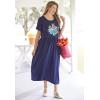 Woman Within Plus Size Short-Sleeve Scoopneck Empire Waist Dress(Classic Red Hearts)