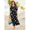 Woman Within Plus Size Stamped Empire Waist Dress(Bright Cobalt Starfish)