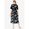 Woman Within Women’s Plus Size Button-Front Essential Dress(Black Graphic Bloom)