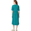 Woman Within Women’s Plus Size Button-Front Essential Dress(Navy Graphic Bloom)