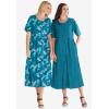Woman Within Women’s Plus Size Button-Front Essential Dress(Purple Blossom)