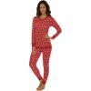 Comfort Choice Plus Size Thermal Crewneck Long-Sleeve Top(Classic Red Snow Fall)