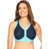 Comfort Choice Women’s Plus Size V-Neck Colorblock Sports Bra(Navy)