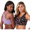 Comfort Choice Women’s Plus Size Wireless Sport Bra 2-Pack(Black Tossed Hearts)