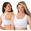 Comfort Choice Women’s Plus Size Wireless Sport Bra 2-Pack(White Pack)
