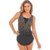 Swim 365 Women’s Plus Size Sarong-Front Swimsuit(Gold Foil Border)