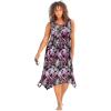 Swimsuits for All Swim 365 Women’s Plus Size Sharktail Beach Cover Up(Multi Textured Palms)