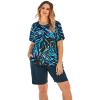 Swimsuits for All Swim 365 Women’s Plus Size The Swim Tee(Blue Painterly Leaves)