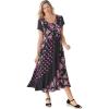 Woman Within Plus Size Mixed Print Maxi Dress(Black Pretty Rose)