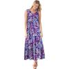 Woman Within Plus Size Sleeveless Crinkle Dress(Radiant Purple Floral)