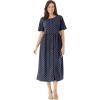 Woman Within Women’s Plus Size Button-Front Essential Dress(Navy Polka Dot)