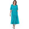 Woman Within Women’s Plus Size Button-Front Essential Dress(Waterfall Pretty Blossom)