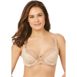 Amoureuse Women’s Plus Size Lace-Trim Underwire Bra(Nude Rose)