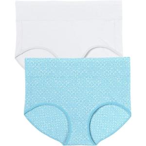 Comfort Choice Plus Size Cotton Spandex Comfort Waist Brief 2-Pack(Blue Mosaic Pack)