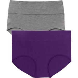 Comfort Choice Plus Size Cotton Spandex Comfort Waist Brief 2-Pack(Rich Violet)