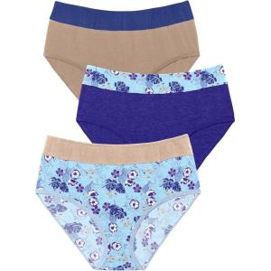 Comfort Choice Plus Size Full Coverage Stretch Cotton Color Block Brief 3-Pack(Tropical Pineapple Assorted)
