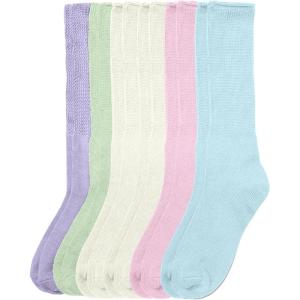 Comfort Choice Women’s Plus Size 6-Pack Rib Knit Socks(Pastel Pack)